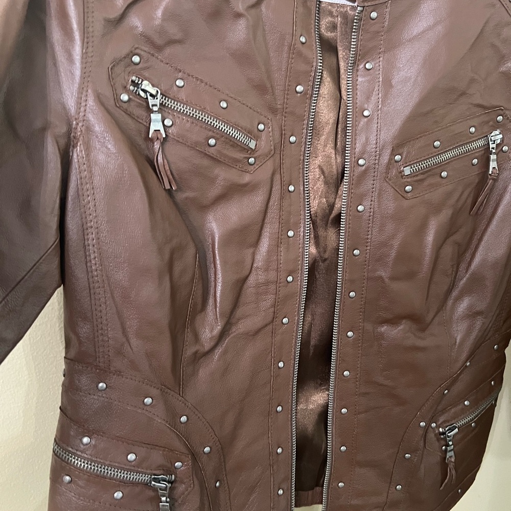 Pamela McCoy Brown Leather Jacket - Picture 5 of 15